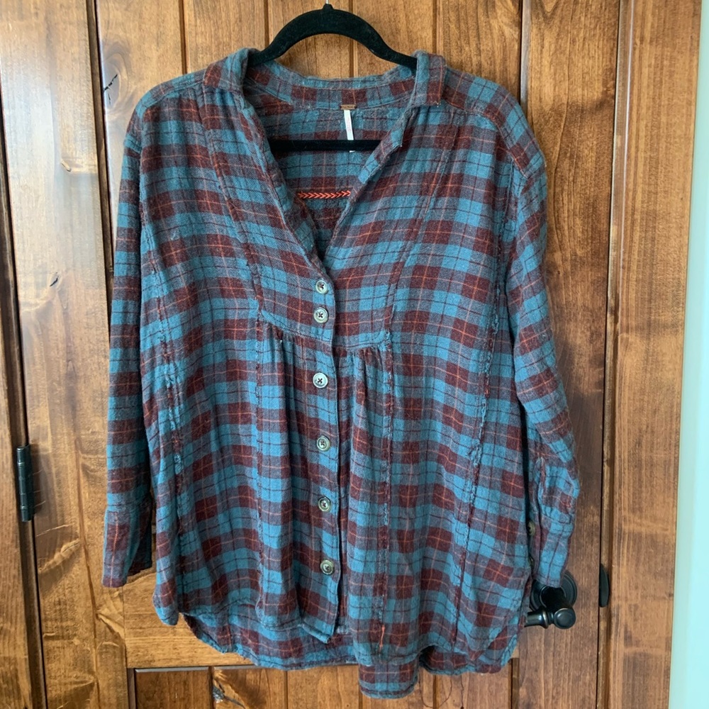 Free people flannel flowy shirt